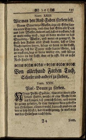 Von allerhand Farben Tuch, Schnür und anders zu färben.