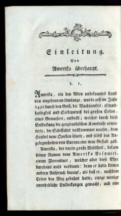 Einleitung Von Amerika überhaupt