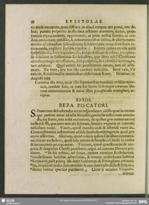 XXXIII. Beza. Piscatori