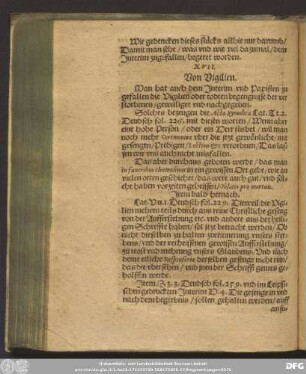 XVII. Von Vigilien.