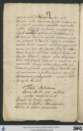 [fol. 1] Tituli statutorum primae partis