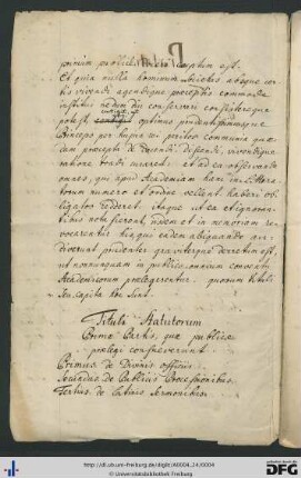 [fol. 1] Tituli statutorum primae partis