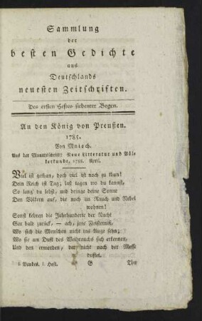 Des ersten Heftes siebenter Bogen