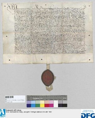 Sebald, Abt von St. Egidien in Nürnberg, vidimiert die Urkunde.