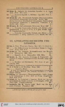 III. Literaturgeschichte und Ästhetik (Nr. 126 - 263)