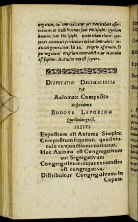 Disputatio Decimatertia De Axiomate Composito.