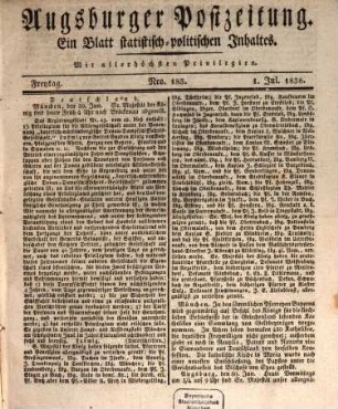Augsburger Postzeitung. 1836, [2] = 7 - 12
