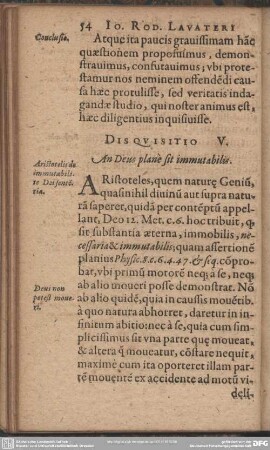Disquisitio V. An Deus planè sit immutabilis