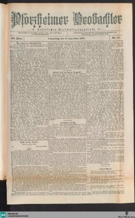 Pforzheimer Beobachter : städtisches Verkündigungsblatt
