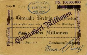 Notgeld - 100 Mill. Mark