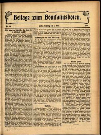Zweite Ausgabe vom Sonntag, den 08. März 1908.