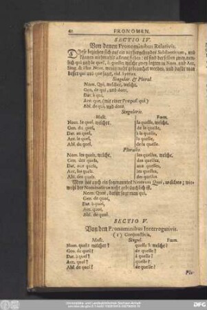 Sectio V. Von den Pronominibus Interrogativis.