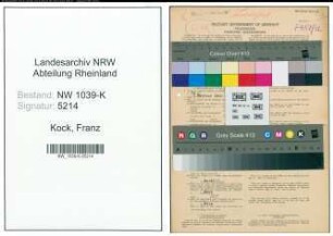 Entnazifizierung Franz Kock , geb. 14.03.1895 (Lehrer)