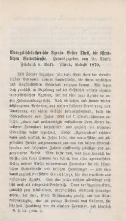 1-6 "Evangelisch-lutherische Agende : erster Theil, die öffentlichen Gottesdienste" von Christ. Friedrich v. Böckh