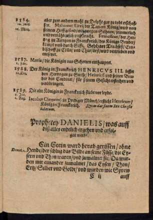 Prophecey Danielis/ was auff diß alles endtlich ergehen und erfolgen werd.
