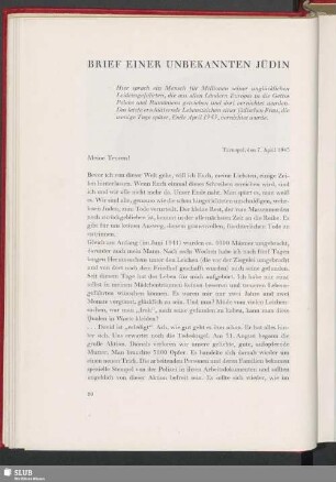 Brief Einer Unbekannten Jüdin