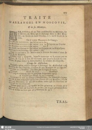 Traite D' Arkangel En Moscovie, & de ses Monnoyes