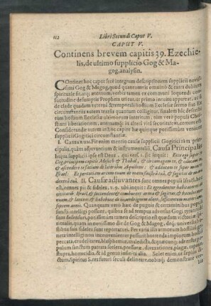 Caput V. Continens brevem capitis 39. Ezechielis, de ultimo supplicio Gog & Magog, analysin