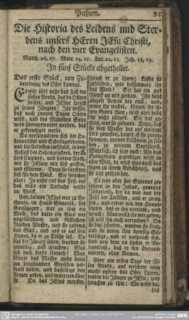 Die Historia des Leidens und Sterbens unseres Herrn Jesu Christi, nach den vier Evangelisten