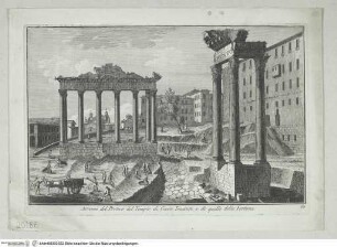 Rom, Forum Romanum, Saturn- und Vespasiantempel - Avanzi del Portico del Tempio di Giove Tonante, e di quello della Fortuna