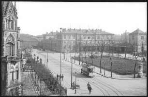 Chemnitz. Anlagen am Hauptbahnhof mit Straßenbahn