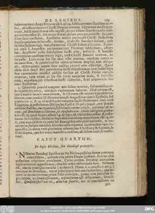 Caput Quartum. De legis Divinae, seu Decalogi praeceptis.