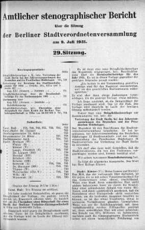 Sitzung 29, 9. Juli 1931