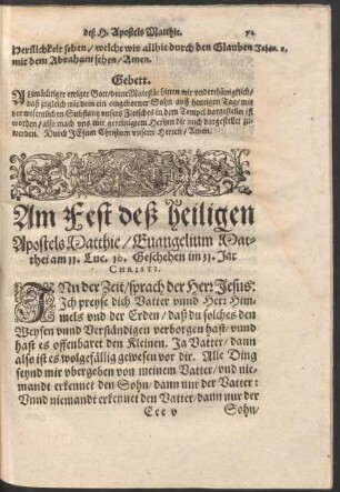 Am Fest deß heiligen Apostels Matthie ...