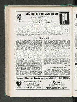 Aus Fritz Schumachers Lebenserinnerungen
