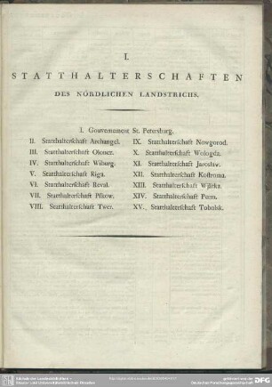 I. Statthalterschaften Des Nördlichen Landstrichs