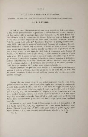 Sulle linee e superficie di secondo ordine rispetto a cui date linee o superficie die secondo ordine sono polari reciproche.
