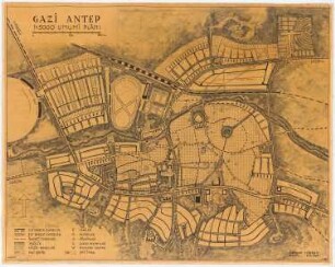 Gesamtbebauungsplan, Gaziantep: Zweite Fassung: Zonenplan über Kartenauszug 1:5000, Maßstabsleiste