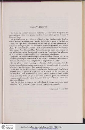 Avant-Propos