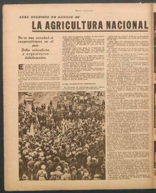 Debe acudirse en auxilio de la agricultura nacional : No es una novedad el cooperativismo en el país. Debe extenderse y organizarse debidamente