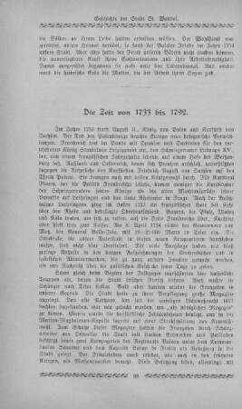 Die Zeit von 1733 bis 1792.