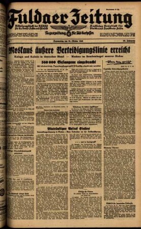 Ausgabe vom Donnerstag, den 16. Oktober 1941.