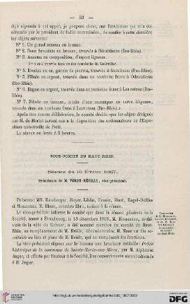Sous-comité du Haut-Rhin: séance du 16 février 1867
