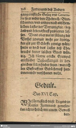 Gedult. Das XVI. Cap.