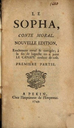Le Sopha : Conte Moral, 1