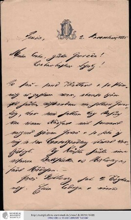 Brief vom 02.11.1885