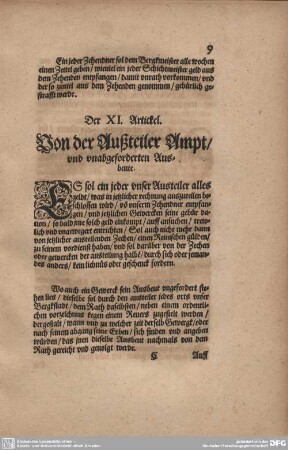 Der XI. Artickel. - Der XX. Artickel.