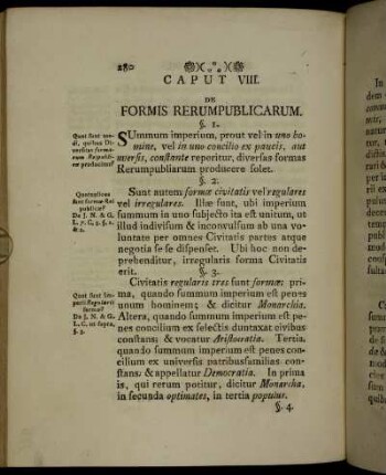 Caput VIII. De Formis Rerumpublicarum.