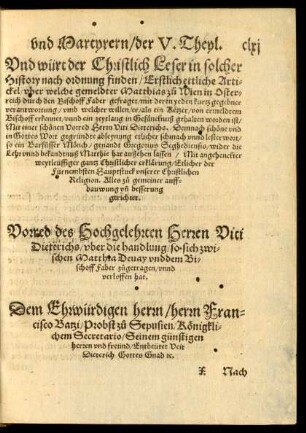 Vorred des Hochgelehrten Herren Viti Dieterichs ...