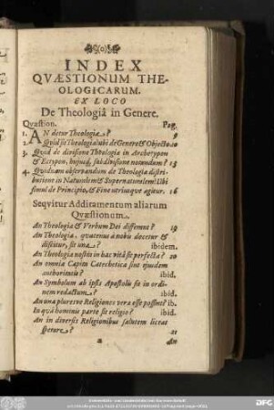 Index Quaestionum Theologicarum.