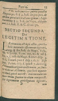 Sectio Secunda De Legitimatione.