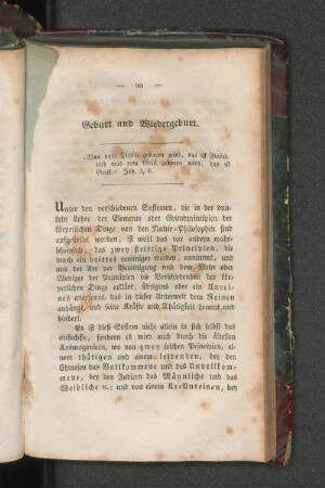 Geburt und Wiedergeburt.
