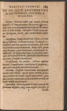 De Iis quae Acciderunt in aula Pontificum, circa Iesum & de casu Petri.