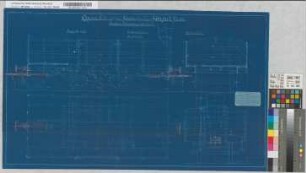 Offener Güterwagen von 6000 Kilogramm Tragfähigkeit für die Aachener Kleinbahngesellschaft. Schnittzeichungen der Eisenbahnwagen-Fabrik Gustav Talbot & Co., Aachen mit Bremse