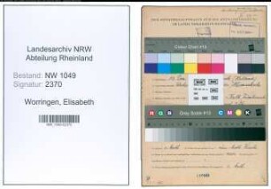 Entnazifizierung Elisabeth Worringen , geb. 12.12.1893 (Lehrerin)