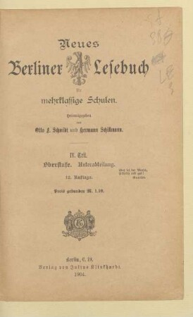 Teil 4, [Schülerband]: Oberstufe, Unterabteilung